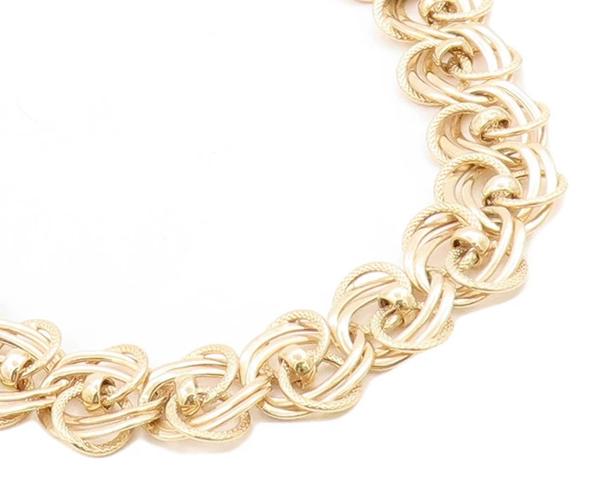 925 Sterling Silver Vintage Necklace Gold Plated Cutout Interlocked Rings NE4410