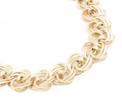 925 Sterling Silver Vintage Necklace Gold Plated Cutout Interlocked Rings NE4410