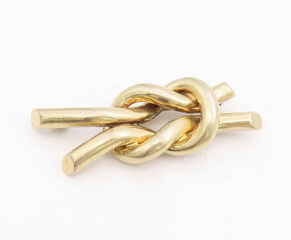 925 Sterling Silver Vintage Brooch Gold Plated Cutout Interlocked Ropes  BP11501
