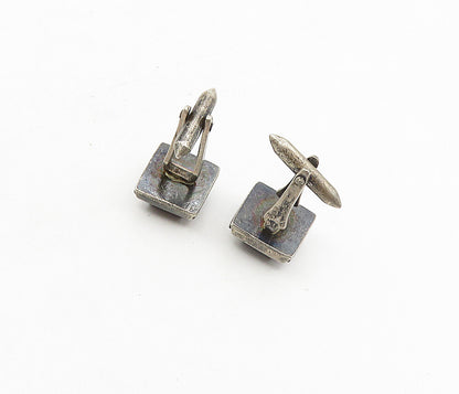 925 Sterling Silver  Vintage Sodalite Oxidized Square Cuff Links  TR1552