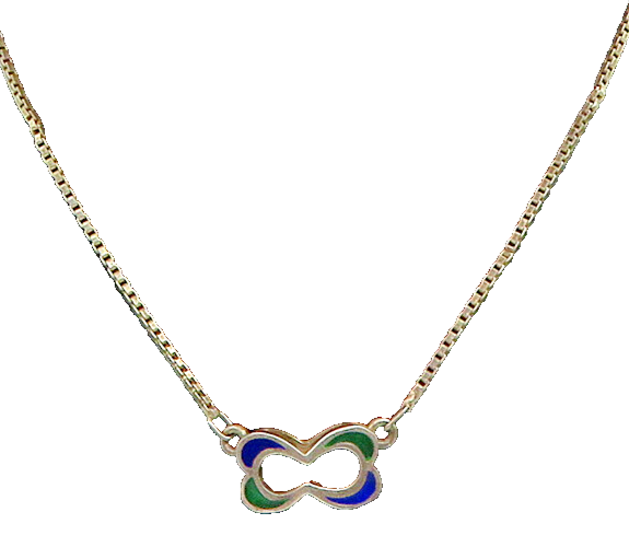 925 Sterling Silver  Vintage Enamel Detail Box Link Chain Necklace  NE3724