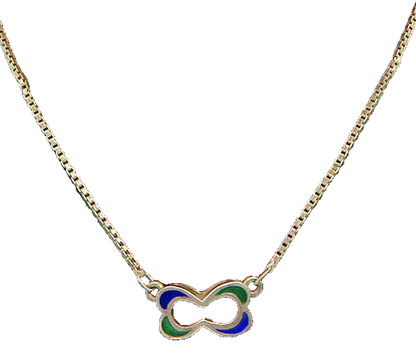 925 Sterling Silver  Vintage Enamel Detail Box Link Chain Necklace  NE3724