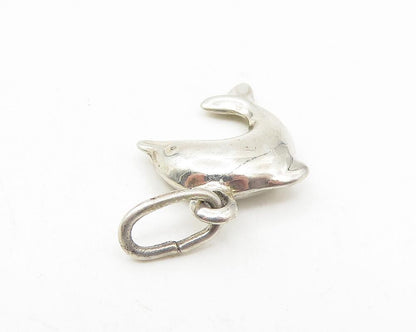 925 Sterling Silver  Vintage Petite Leaping Dolphin Motif Drop Pendant  PT9266