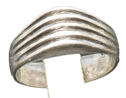 925 Sterling Silver  Vintage Shiny Ribbed Dome Band Ring Sz 7  RG20843