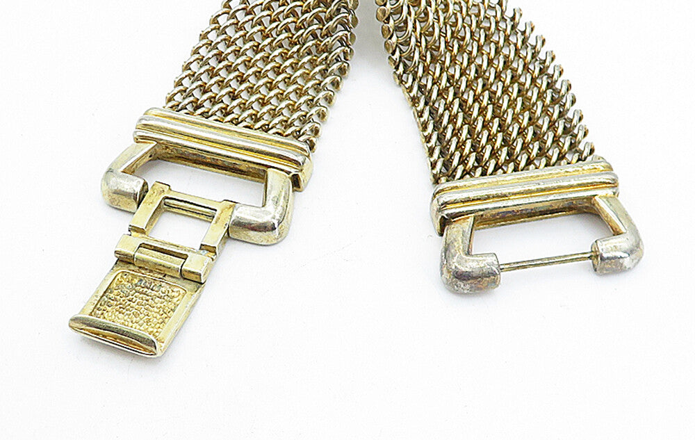 925 Sterling Silver  Vintage Shiny Minimalist Net Design Chain Bracelet BT1442