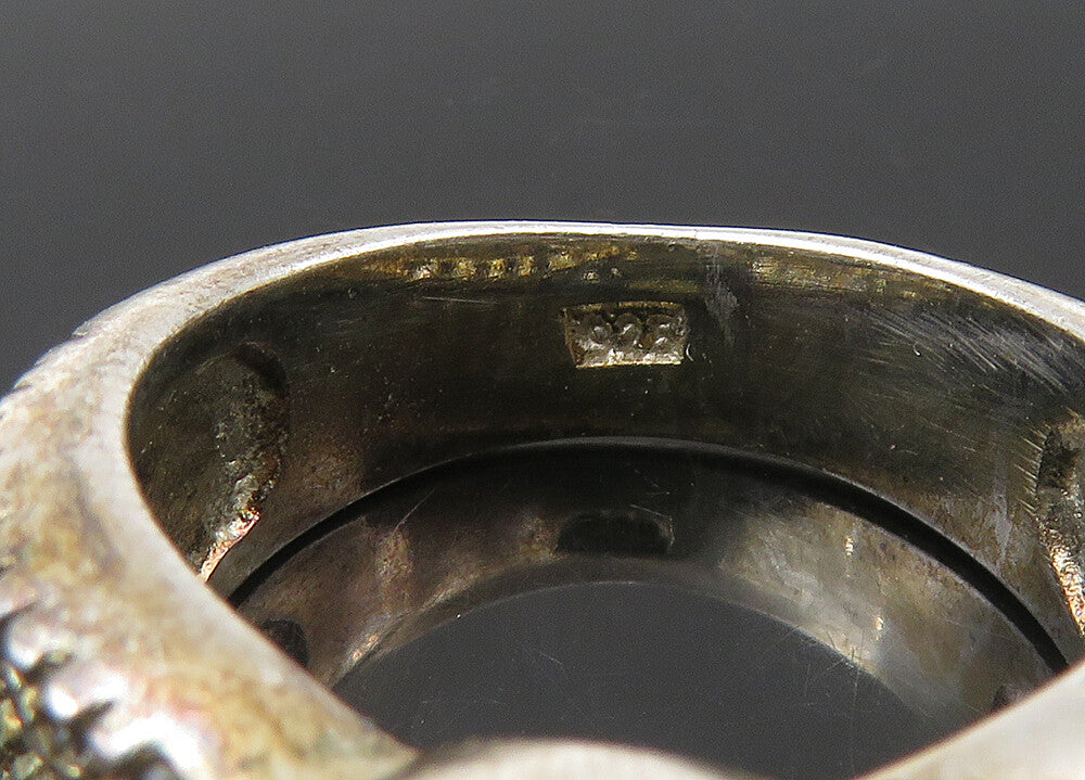 925 Sterling Silver  Vintage Shiny Cubic Zirconia Cocktail Ring Sz 7  RG22367
