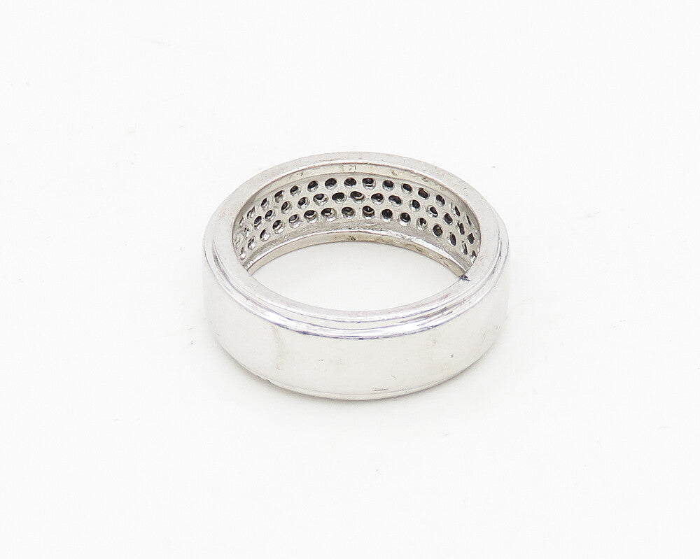 925 Sterling Silver  Vintage Black Hematite Shiny Band Ring Sz 6  RG18457