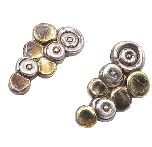 925 Sterling Silver & 14K GOLD  Vintage Spiral Non Pierce Earrings  EG9381