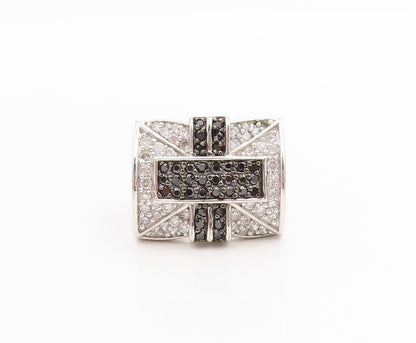 925 Sterling Silver Vintage Ring Spinel & CZ Cluster Cross Band  Sz 9  RG33940