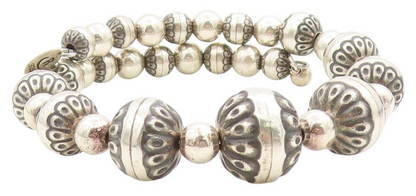 925 Sterling Silver Vintage Bracelet CAROLYN POLLACK Floral Coil Wrap  BT11368