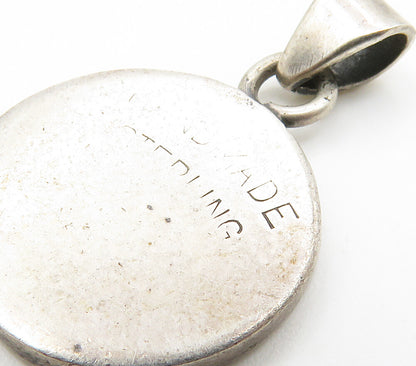 925 Sterling Silver Vintage Handmade Cutout Detail Round Pendant  PT12752