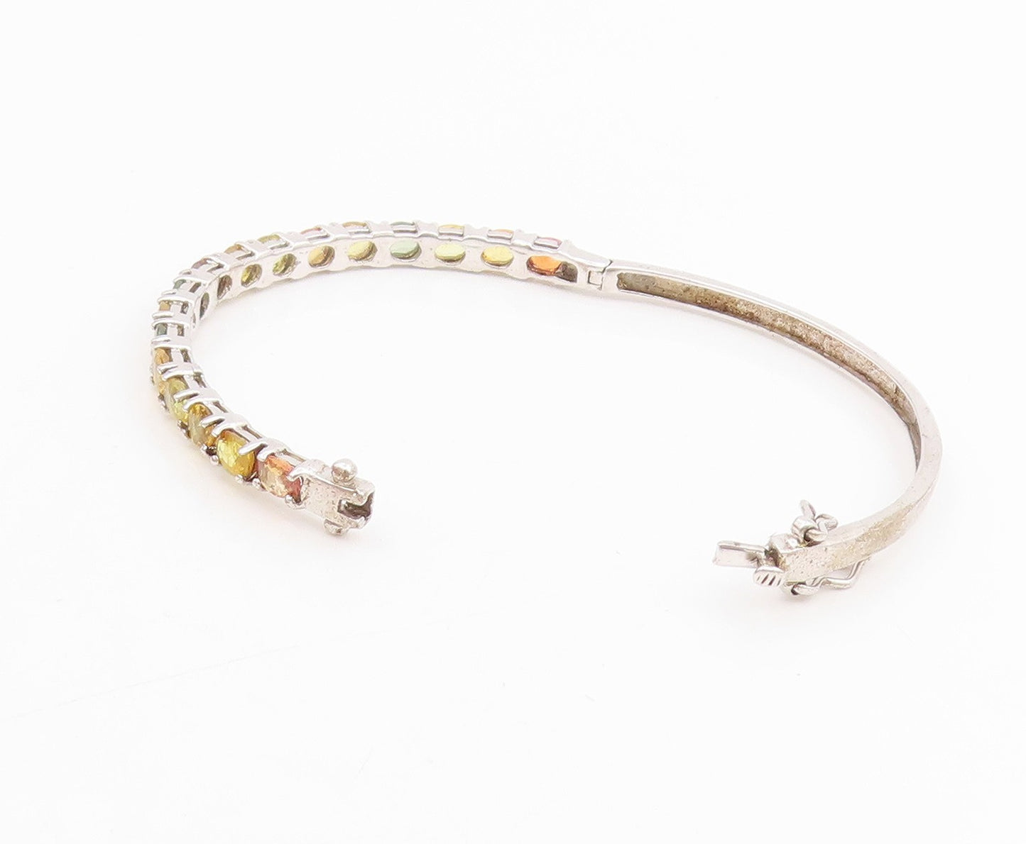 925 Sterling Silver Vintage Bracelet Oval Cut Real Gemstone Bangle  BT11532