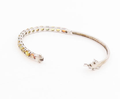 925 Sterling Silver Vintage Bracelet Oval Cut Real Gemstone Bangle  BT11532