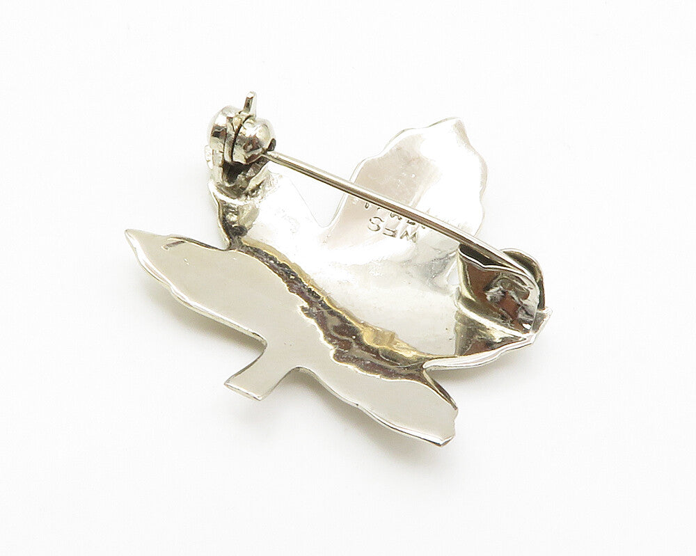 925 Sterling Silver  Shiny Etched Maple Leaf Motif Brooch Pin  BP5389