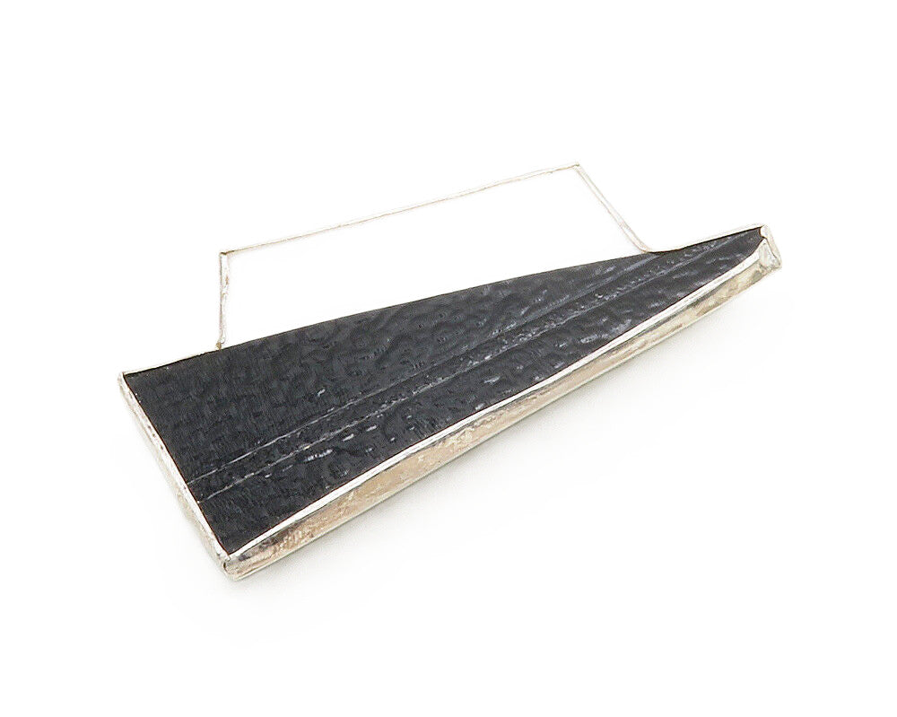 DESIGNER 925 Silver Vintage Modernist Black & White Enamel Brooch Pin  BP4766