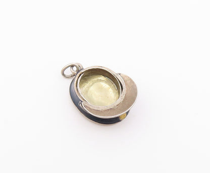 925 Sterling Silver  Vintage Petite Old Fashioned Police Hat Pendant  PT19375
