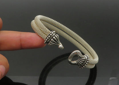 ESPO SIG 925 Sterling Silver  Vintage Double Mesh Hook Bangle Bracelet  BT8701