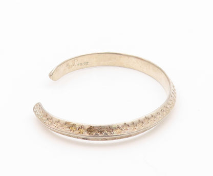 925 Sterling Silver Vintage Bracelet Floral Bands Carved Cuff  BT10788