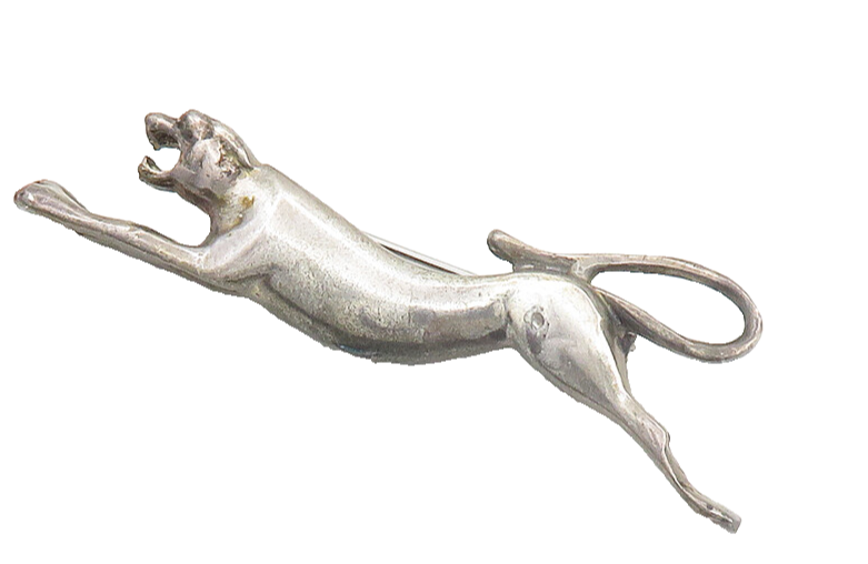 ANTONIO PINEDA MEXICO 925 Silver  Vintage Leaping Jaguar Brooch Pin  BP7627