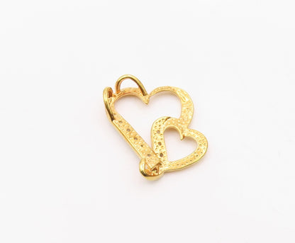 925 Sterling Silver  Genuine Diamonds Gold Plated Love Hearts Pendant  PT7845