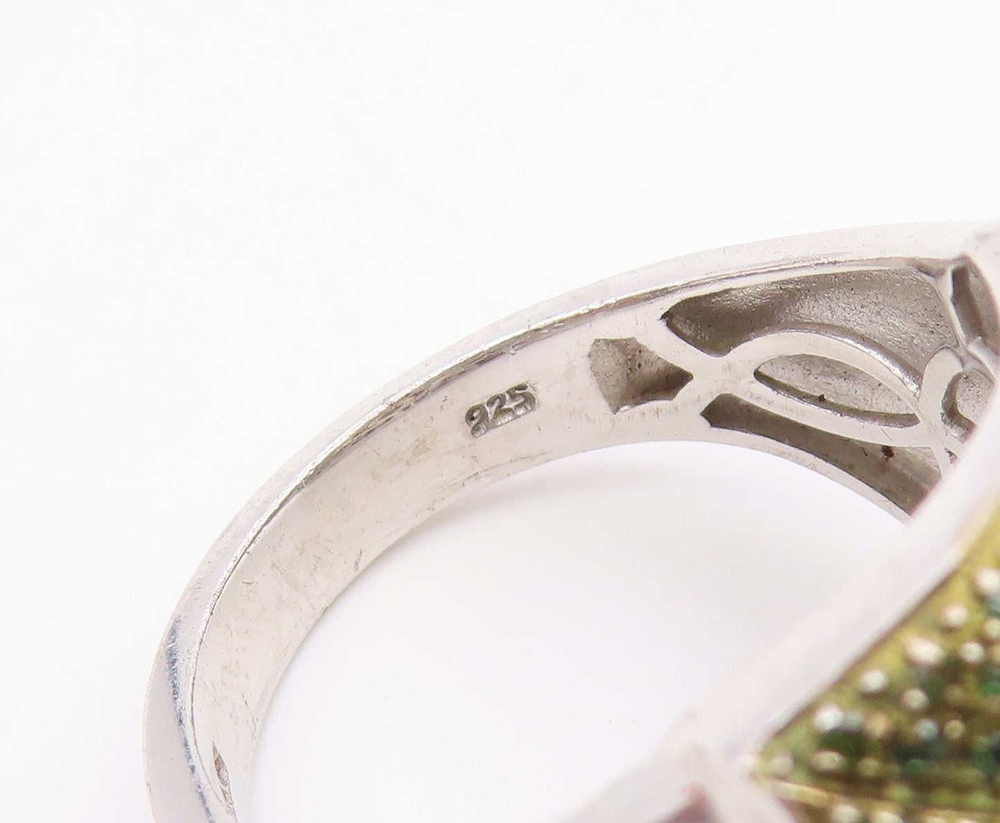 925 Sterling Silver Vintage Ring Real Diamonds Woven Cluster Band Sz 10 RG36619
