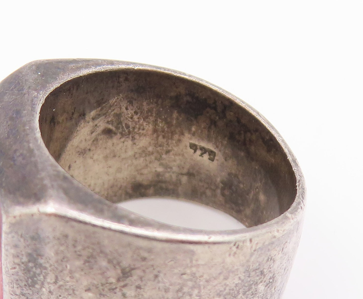 925 Sterling Silver Vintage Ring Classic Pearl Geometric Signet  Sz 6  RG35529