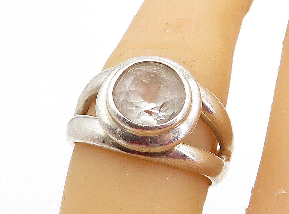 ESPO 925 Sterling Silver Vintage White Topaz Split Cocktail Ring Sz 7 RG5326