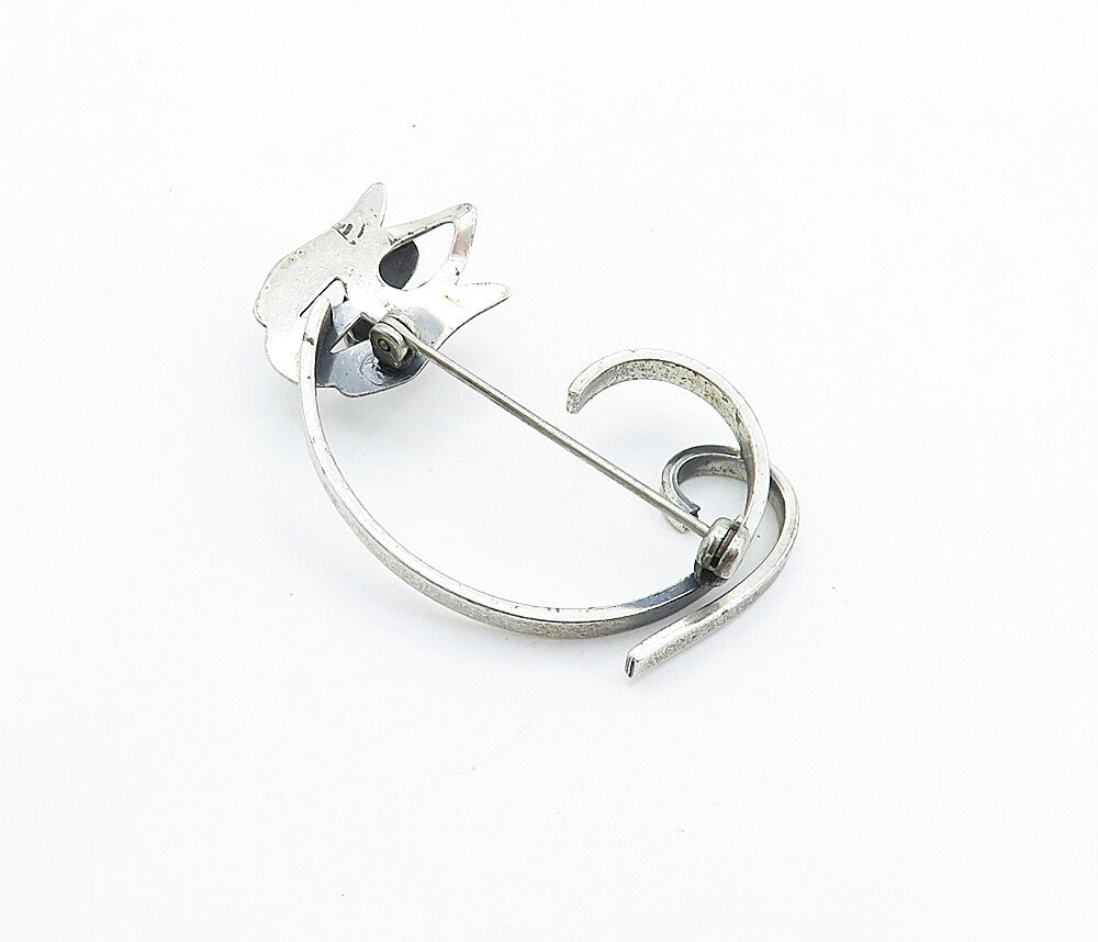 BEAU 925 Sterling Silver  Vintage Modernist Designed Dog Brooch Pin  BP2524