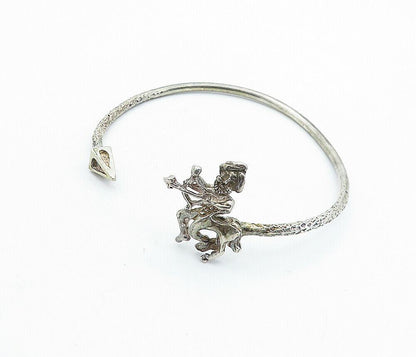 SHEBA 925 Silver  Vintage Antique Centaur Bow & Arrow Cuff Bracelet  BT2674