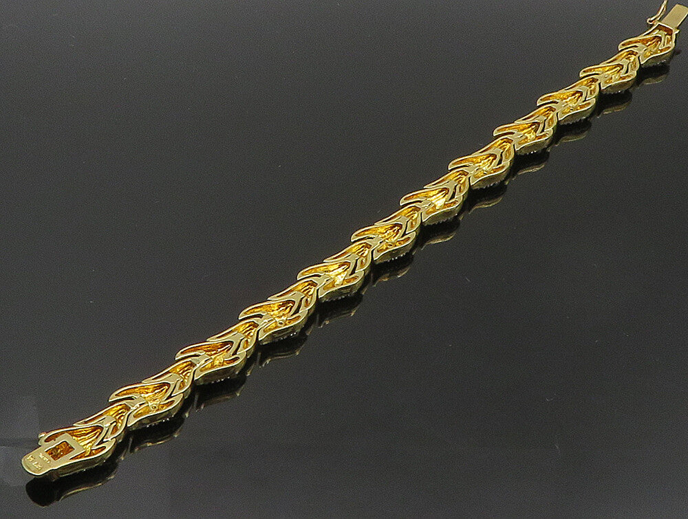 ROSS SIMON 925 Sterling Silver  Genuine Diamonds 2 Tone Chain Bracelet  BT1204