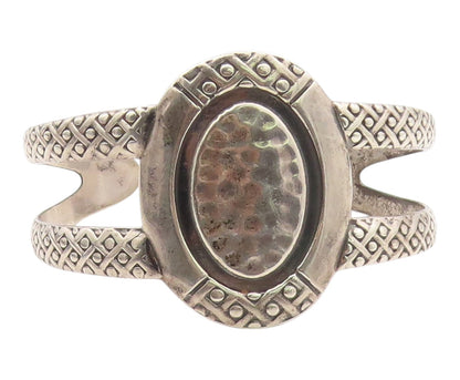 925 Sterling Silver Vintage Bracelet MEXICO Hammered Concho Shield Cuff  BT12138