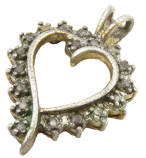 ROSS SIMON 925 Silver  Vintage Genuine Diamonds Love Heart Pendant  PT10799