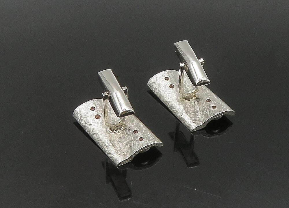 925 Sterling Silver  Vintage Tear Drop Abalone Shiny Textured Cufflinks TR3162