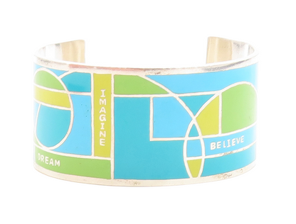 CAROLEE 925 Sterling Silver  Enamel Geometric Pattern Cuff Bracelet  BT2206