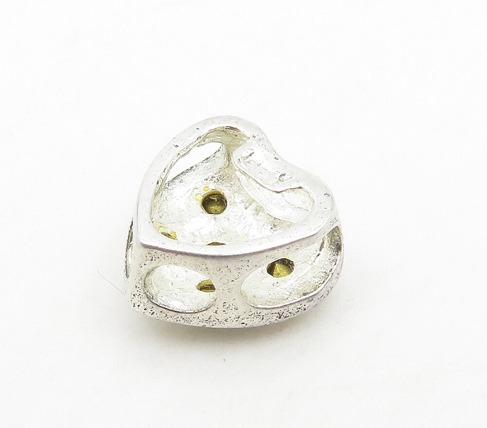 925 Sterling Silver  Petite Topaz Spotted Love Heart Slide Pendant  PT12308