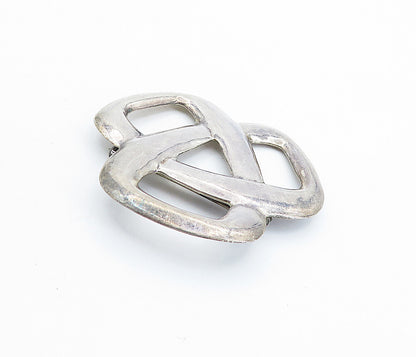 925 Sterling Silver  Vintage Shiny Smooth Pretzel Knot Brooch Pin  BP2428