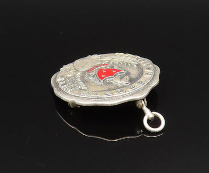 JOSTEN 925 Silver  Vintage Antique 1954 Enamel Trenton Sport Brooch Pin BP9727