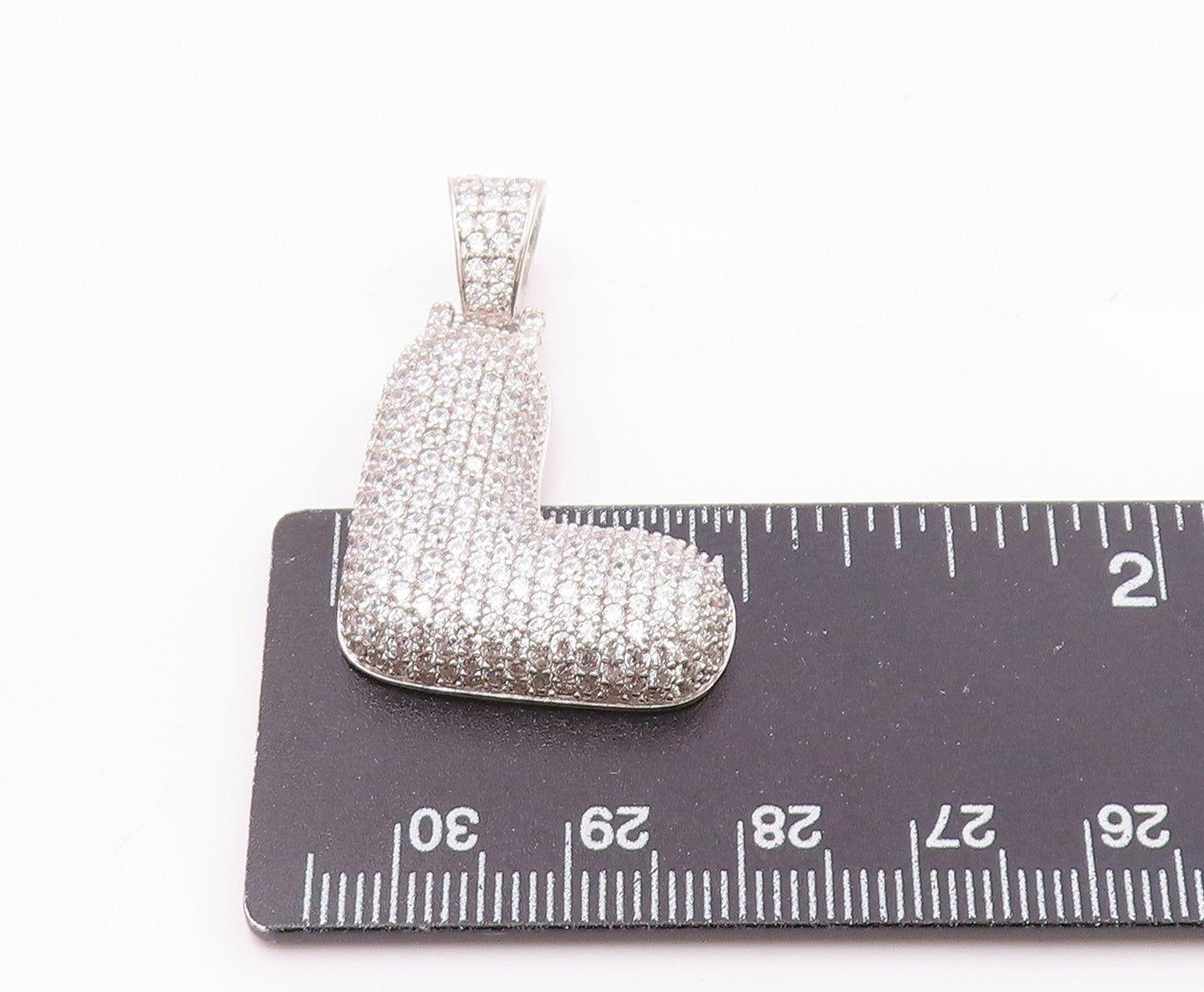 925 Sterling Silver  Vintage Cubic Zirconia Letter L Initial Pendant  PT18063