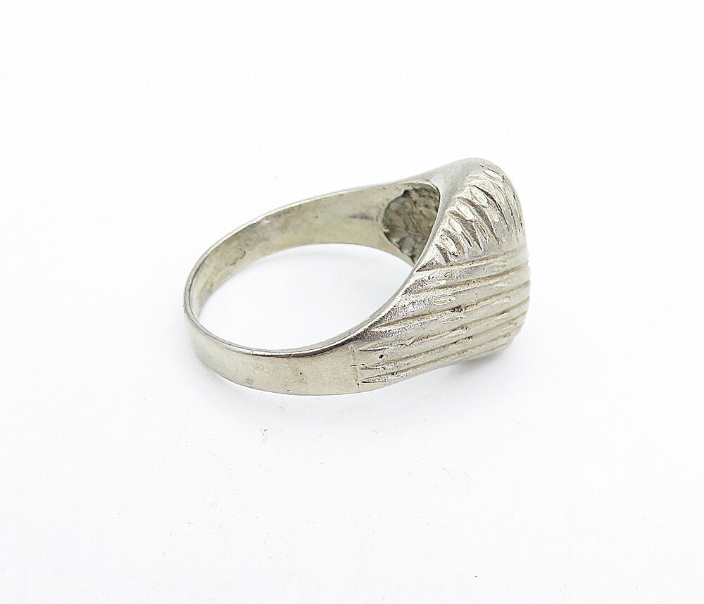 925 Sterling Silver  Vintage Dark Tone Etched Dome Band Ring Sz 8.5  RG5553