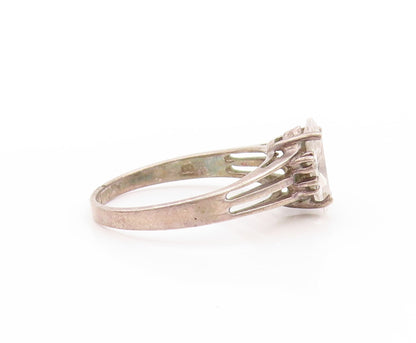 925 Sterling Silver Vintage Ring Minimalist Marquise Cut CZ  Sz 8 RG32991