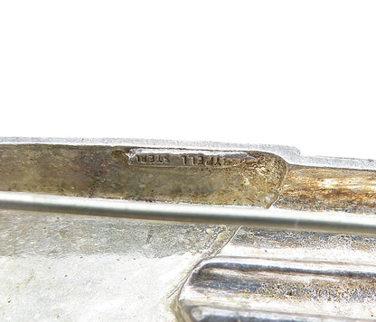 CHARLES KRYPELL 925 Silver  Vintage Dark Tone Fluted Design Brooch Pin  BP2671