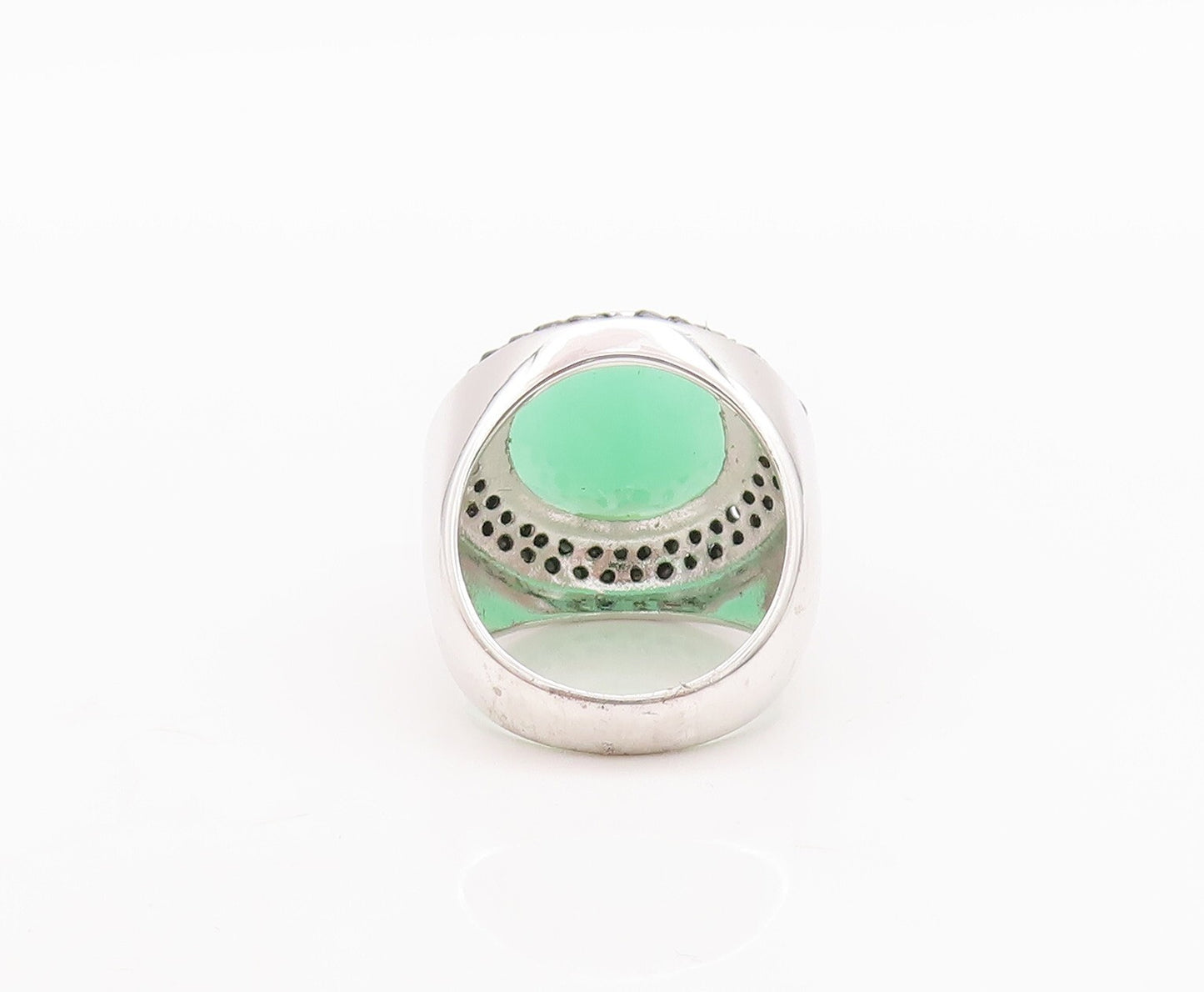 925 Sterling Silver Vintage Ring Round Green Gemstone Halo Spinel  Sz 7  RG29602