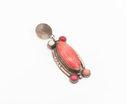 925 Sterling Silver Vintage Earrings NAVAJO Multi Gemstone Single Lot  EG14289