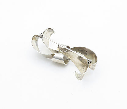NAPIER 925 Sterling Silver  Vintage Modernist Ribbon Bow Brooch Pin  BP2664