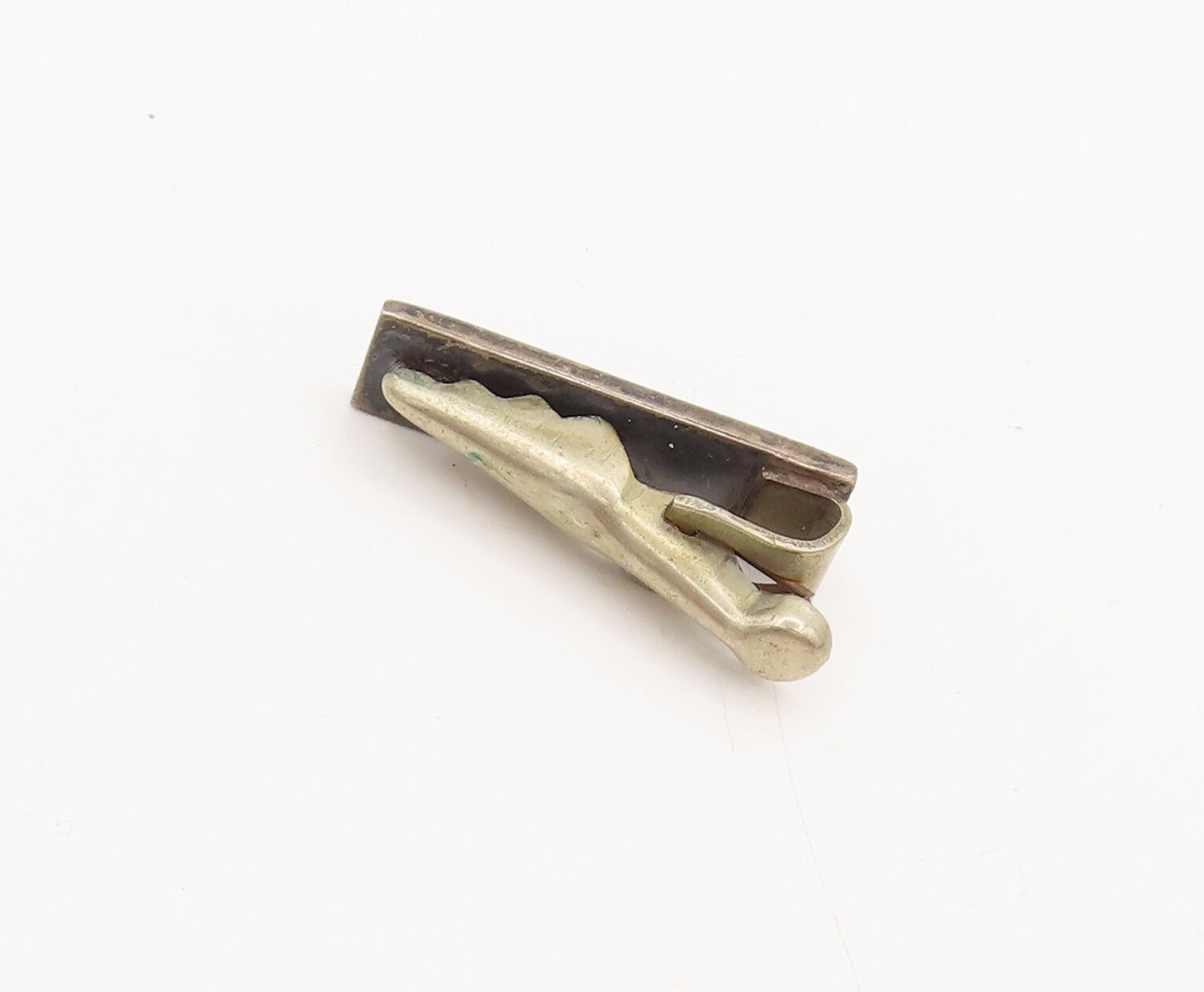 MEXICO 925 Silver  Vintage Raised Bordered Parallel Lines Tie Clip  TR3544