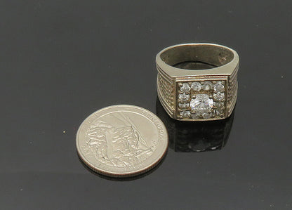 925 Sterling Silver  Vintage Cubic Zirconia Square Band Ring Sz 9.5  RG20849