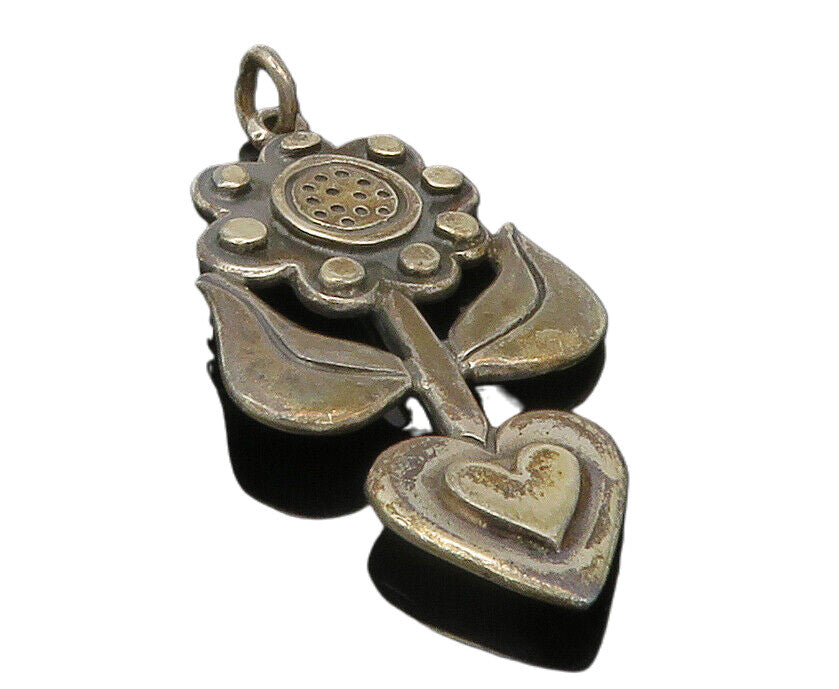 JAMES AVERY 925 Sterling Silver  Vintage Love Heart Flower Pendant  PT9914