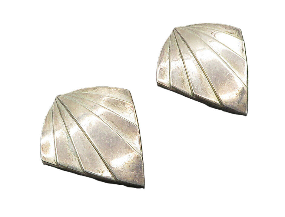 CHARLES KRYPELL 925 Silver  Vintage Modernist Non Pierce Earrings  EG9545