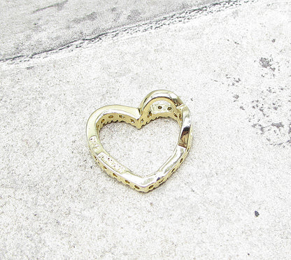Gold Over 925 Silver  White Cubic Zirconia Love Heart Slider Pendant  PT1358