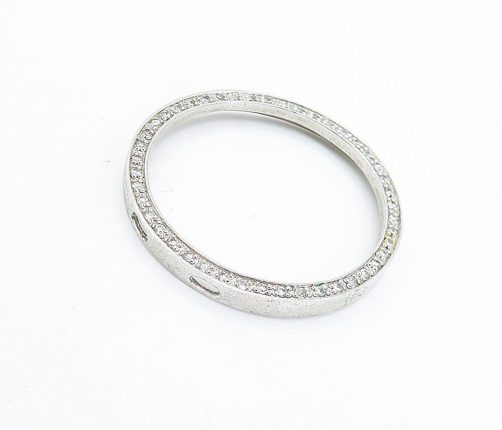 925 Sterling Silver  Sparkling Topaz Circle Minimalist Slide Pendant  PT5334